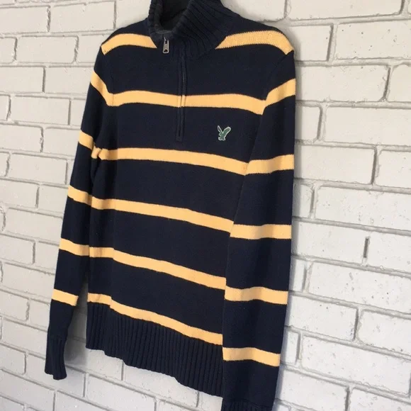 Medium AMERICAN EAGLE Striped Turtleneck Sweater, Preppy, Collegiate, Fall - Picture 7 of 11